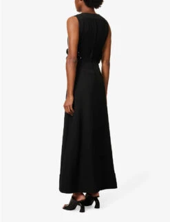 Jil Sander Cut-out Pleated Woven Maxi Dress -Whistles Shop R04159723 BLACK ALT03