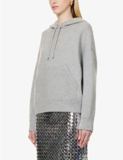 Bottega Veneta Kangaroo-pocket Cashmere-blend Hoody -Whistles Shop R04159960 LIGHTGREYMELANGE ALT02