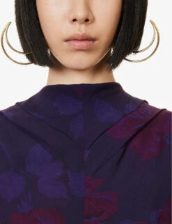 Floral-print High-neck Silk Maxi Dress -Whistles Shop R04160116 PURPLE ALT04