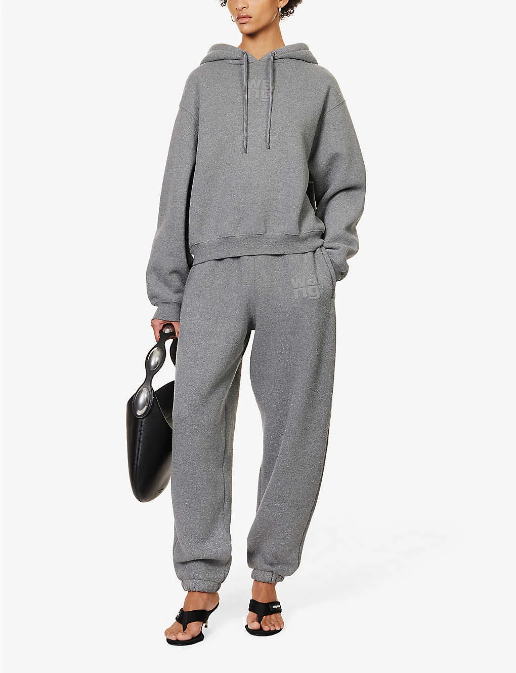 ALEXANDER WANG Glitter Terry Logo-print Cotton-blend Hoody 2 ALEXANDER WANG Glitter Terry Logo-print Cotton-blend Hoody - Image 2