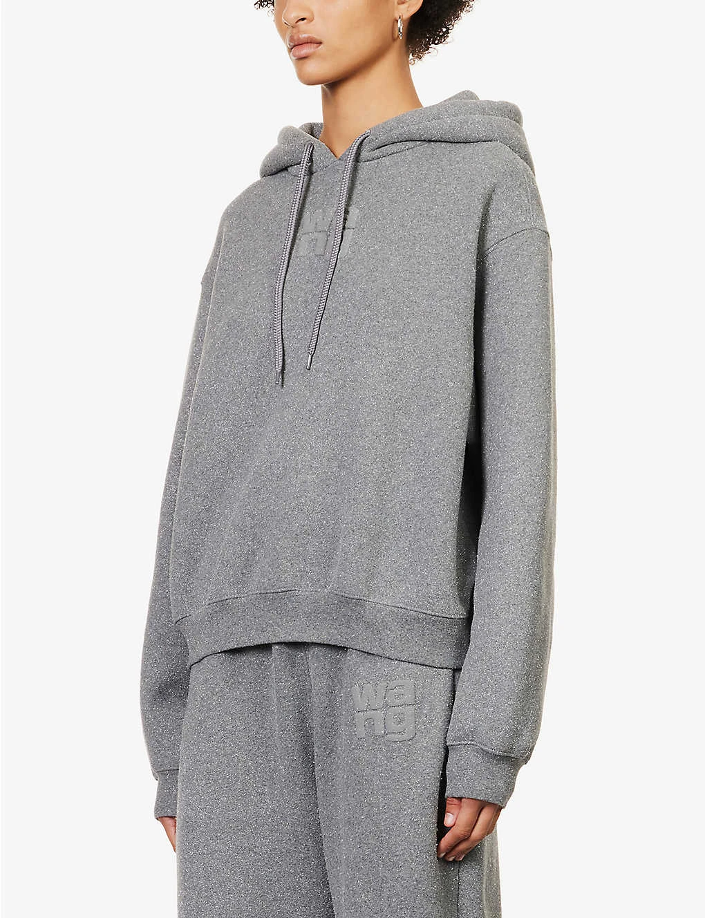 ALEXANDER WANG Glitter Terry Logo-print Cotton-blend Hoody 3 ALEXANDER WANG Glitter Terry Logo-print Cotton-blend Hoody - Image 3