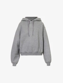 ALEXANDER WANG Glitter Terry Logo-print Cotton-blend Hoody