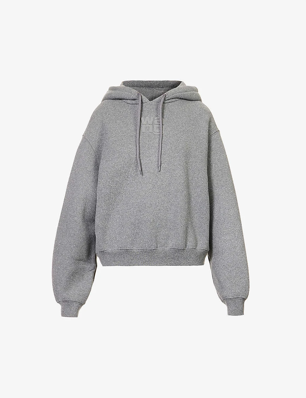 ALEXANDER WANG Glitter Terry Logo-print Cotton-blend Hoody 1 ALEXANDER WANG Glitter Terry Logo-print Cotton-blend Hoody