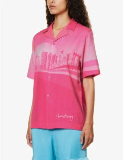 The Rose Tint Shirt Graphic-print Regular-fit Cotton And Linen-blend Shirt 8 The Rose Tint Shirt Graphic-print Regular-fit Cotton And Linen-blend Shirt -Whistles Shop R04161068 AZALEA ALT02