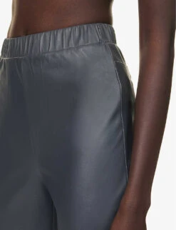 Max Mara Slim-fit Mid-rise Faux-leather Trousers -Whistles Shop R04161471 MEDIUMGREY ALT04