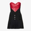 MOSCHINO Sweetheart-neck Contrast-panel Wool-blend Mini Dress