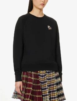 Brand-appliqué Ribbed-trim Cotton-jersey Sweatshirt 7 Brand-appliqué Ribbed-trim Cotton-jersey Sweatshirt -Whistles Shop R04166215 BLACK ALT02