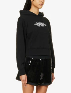 Palm Angels Brand-embroidered Kangaroo-pocket Cotton-jersey Hoody -Whistles Shop R04166263 BLACKWHITE ALT02