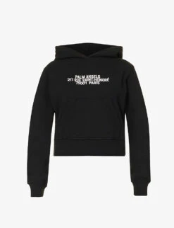 Palm Angels Brand-embroidered Kangaroo-pocket Cotton-jersey Hoody