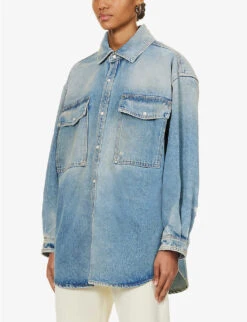 Palm Angels Paris Cargo Oversized Denim Shirt -Whistles Shop R04166276 LIGHTBLUE ALT02