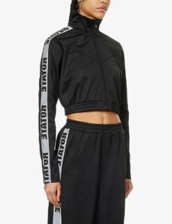 Logo-tape Cropped Recycled-polyester Jacket -Whistles Shop R04166478 BLACK ALT02