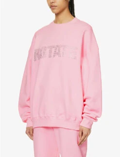 Crystal-embellished Logo-print Organic-cotton Sweatshirt -Whistles Shop R04166490 ALMONDBLOSSOM ALT02