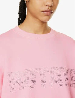 Crystal-embellished Logo-print Organic-cotton Sweatshirt -Whistles Shop R04166490 ALMONDBLOSSOM ALT04