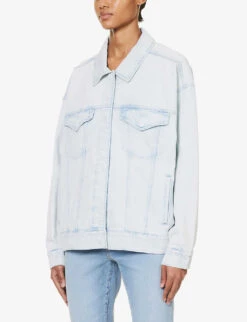 GOOD AMERICAN Oversized Faded-wash Stretch-recycled Denim Jacket -Whistles Shop R04166588 INDIGO453 ALT02