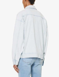 GOOD AMERICAN Oversized Faded-wash Stretch-recycled Denim Jacket -Whistles Shop R04166588 INDIGO453 ALT03