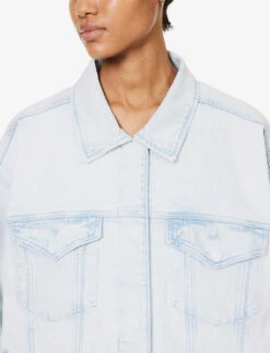 GOOD AMERICAN Oversized Faded-wash Stretch-recycled Denim Jacket -Whistles Shop R04166588 INDIGO453 ALT04