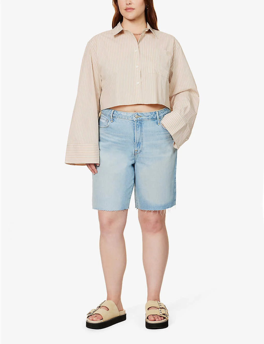 GOOD AMERICAN Good '90s Bermuda Mid-rise Denim Shorts 2 GOOD AMERICAN Good '90s Bermuda Mid-rise Denim Shorts - Image 2