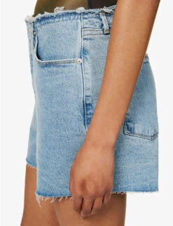 GOOD AMERICAN Good 90s Distressed Stretch-denim Shorts -Whistles Shop R04166604 INDIGO492 ALT04