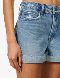 GOOD AMERICAN Good Girlfriend Petite Faded-wash Recycled-denim Shorts 10 GOOD AMERICAN Good Girlfriend Petite Faded-wash Recycled-denim Shorts -Whistles Shop R04166606 INDIGO474 ALT04