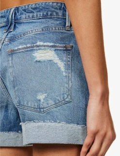 GOOD AMERICAN Good Girlfriend Petite Faded-wash Recycled-denim Shorts 11 GOOD AMERICAN Good Girlfriend Petite Faded-wash Recycled-denim Shorts -Whistles Shop R04166606 INDIGO474 ALT05