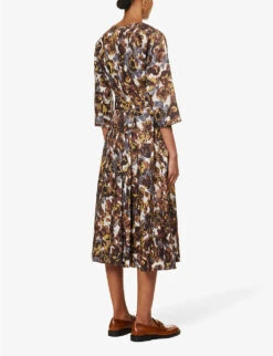 Porfido Abstract-print Cotton Midi Dress -Whistles Shop R04167371 YELLOW ALT03
