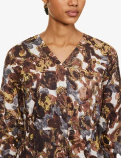 Porfido Abstract-print Cotton Midi Dress -Whistles Shop R04167371 YELLOW ALT04