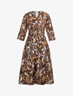 Porfido Abstract-print Cotton Midi Dress