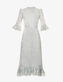 Falconetti Metallic-thread Silk-blend Midi Dress