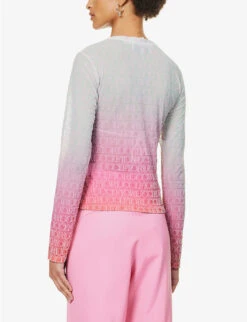 FIORUCCI Monogram-print Gradient Recycled-polyester-blend Top -Whistles Shop R04168321 PINK ALT03