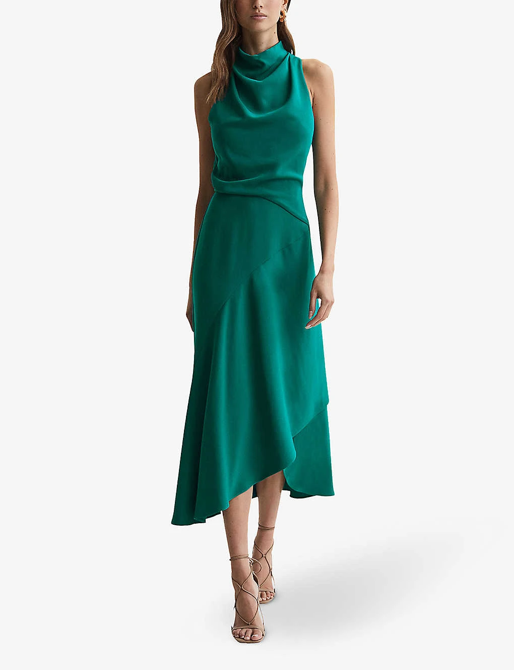 Reiss Giana Draped-neck Sleeveless Stretch-woven Midi Dress 2 Reiss Giana Draped-neck Sleeveless Stretch-woven Midi Dress - Image 2