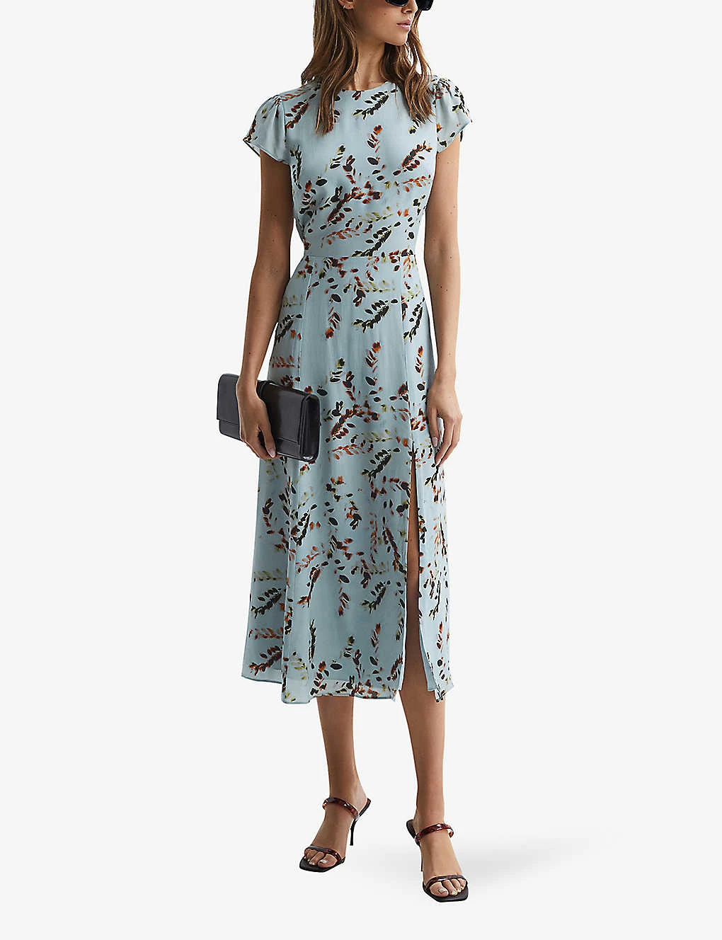 Reiss Livia Sage Floral-print Woven Midi Dress 2 Reiss Livia Sage Floral-print Woven Midi Dress - Image 2