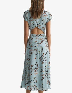 Reiss Livia Sage Floral-print Woven Midi Dress 6 Reiss Livia Sage Floral-print Woven Midi Dress -Whistles Shop R04169050 SAGE ALT02