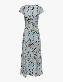 Reiss Livia Sage Floral-print Woven Midi Dress