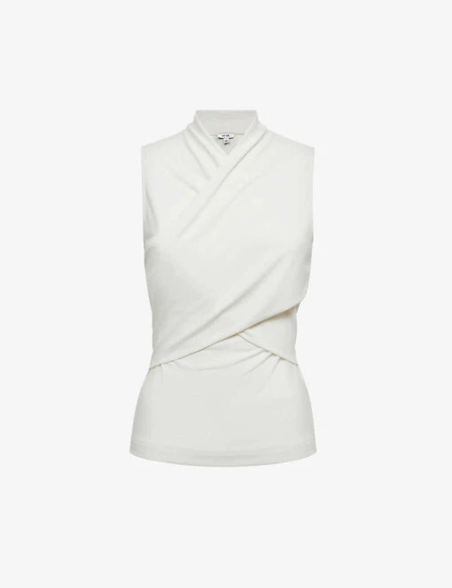 Reiss Eli Stretch-woven Wrap Top 3 Reiss Eli Stretch-woven Wrap Top -Whistles Shop R04169178 CREAM M