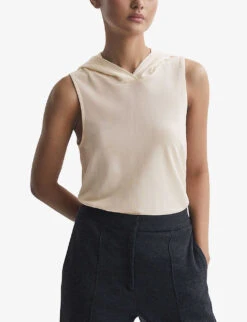 Reiss Hayley Hooded Stretch-woven Top -Whistles Shop R04169186 CREAM ALT02