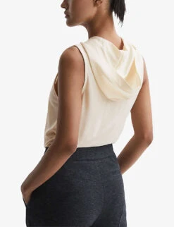 Reiss Hayley Hooded Stretch-woven Top -Whistles Shop R04169186 CREAM ALT03