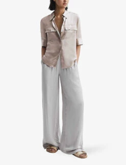 Reiss Aubrey Short-sleeve Silk Shirt -Whistles Shop R04169200 CHAMPAGNE ALT02