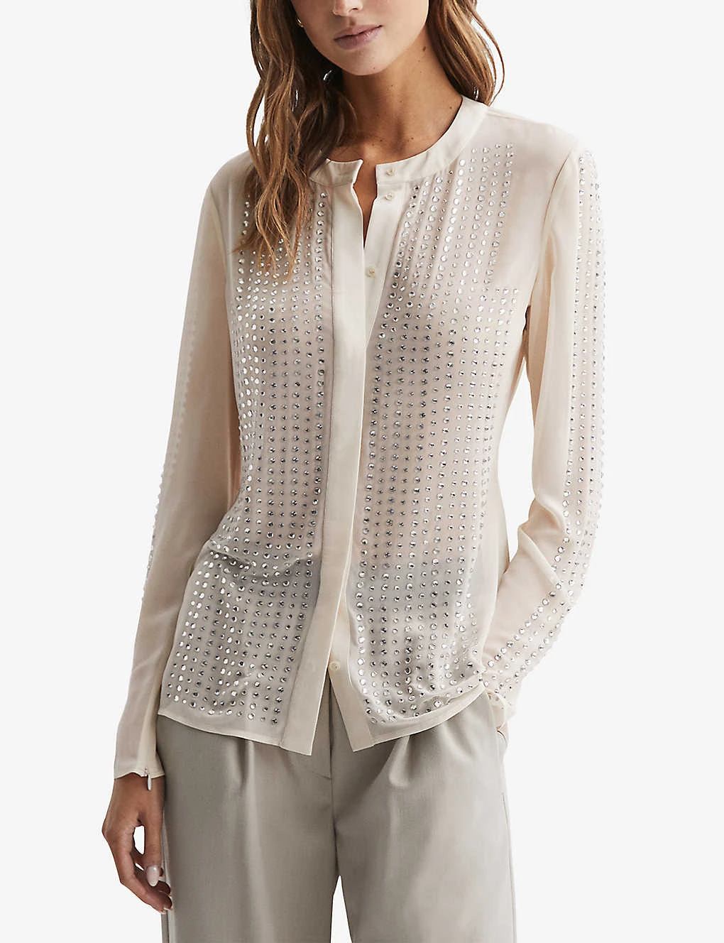Reiss Robyn Rhinestone-embellished Woven Blouse 3 Reiss Robyn Rhinestone-embellished Woven Blouse - Image 3