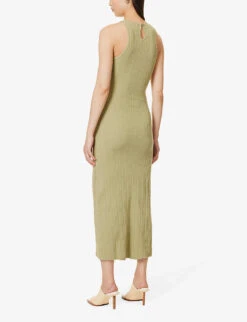 Exclusive Bonnie Ribbed Knitted Maxi Dress -Whistles Shop R04169551 OLIVE ALT03