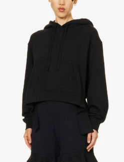 JW Anderson Logo-embroidered Organic-cotton Hoody 6 JW Anderson Logo-embroidered Organic-cotton Hoody -Whistles Shop R04170848 BLACK ALT02
