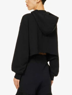 JW Anderson Logo-embroidered Organic-cotton Hoody 7 JW Anderson Logo-embroidered Organic-cotton Hoody -Whistles Shop R04170848 BLACK ALT03