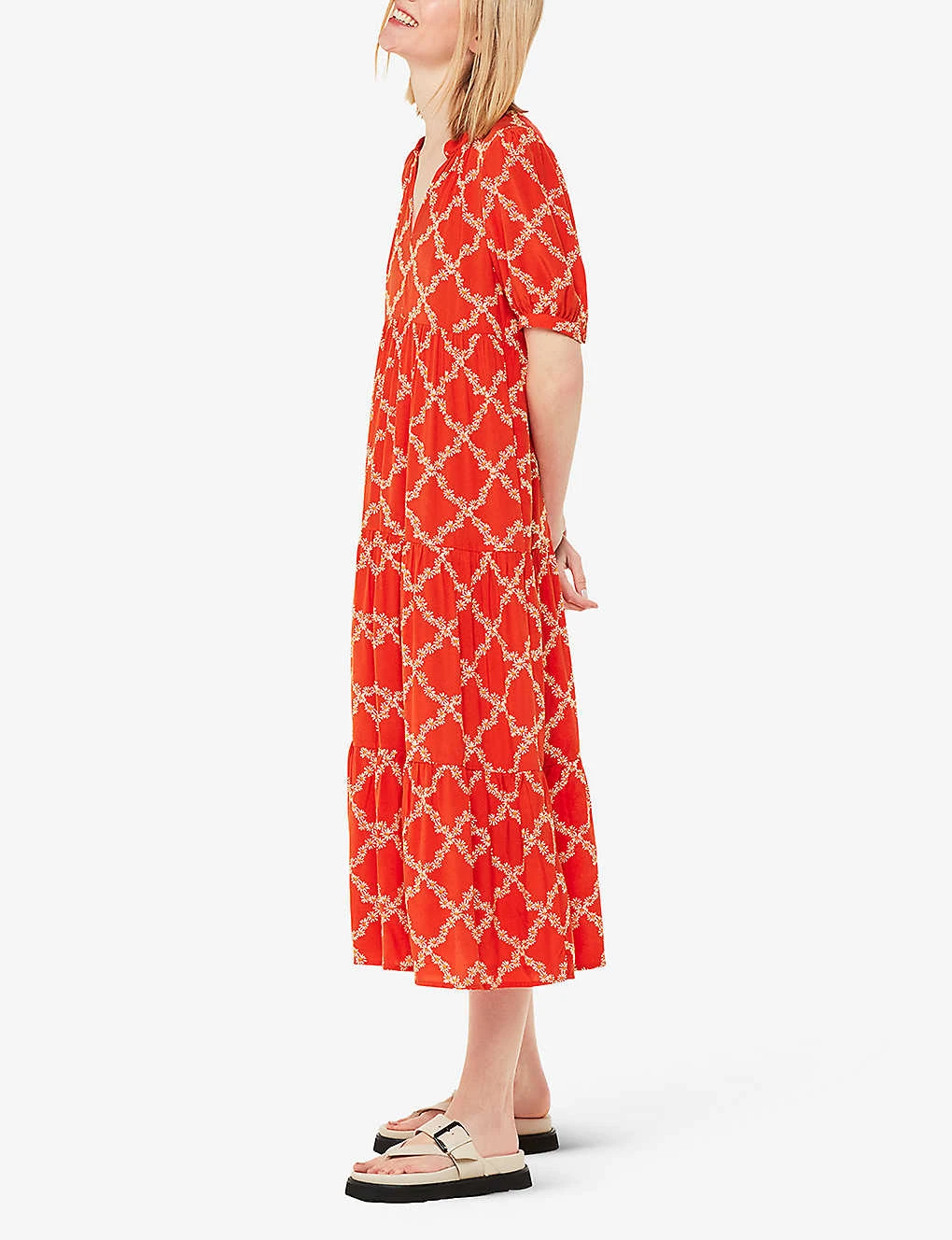 Whistles Daisy Floral-print Checked Woven Midi Dress 3 Whistles Daisy Floral-print Checked Woven Midi Dress - Image 3
