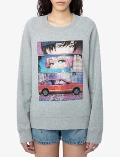 Zadig & Voltaire Upper Moon Graphic-print Cotton-blend Jumper -Whistles Shop R04171161 GRISCHINE ALT02