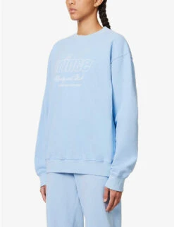 Sporty & Rich X Prince Brand-print Cotton-jersey Sweatshirt -Whistles Shop R04173069 BLUEWHITE ALT02