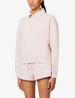 Sporty & Rich X Prince Brand-embroidered Cotton-jersey Polo Shirt -Whistles Shop R04173075 BABYPINKWHITE ALT02