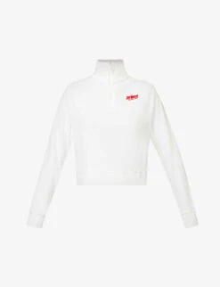 Sporty & Rich X Prince Logo-print Quarter-zip Cotton Sweatshirt