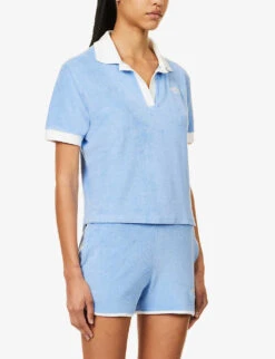 Sporty & Rich X Prince Brand-embroidered Cotton Top -Whistles Shop R04173087 BLUEWHITE ALT02