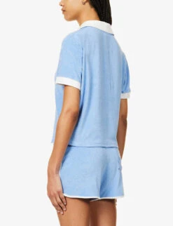 Sporty & Rich X Prince Brand-embroidered Cotton Top -Whistles Shop R04173087 BLUEWHITE ALT03