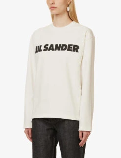 Jil Sander Logo-print Relaxed-fit Cotton-jersey T-shirt -Whistles Shop R04173121 102 ALT02