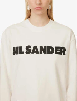 Jil Sander Logo-print Relaxed-fit Cotton-jersey T-shirt -Whistles Shop R04173121 102 ALT04